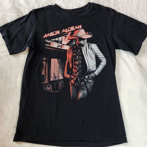 Anvil Jason Aldean 2014 Burn It Down Black Tour Tshirt With Graphics Size Small - Picture 1 of 8